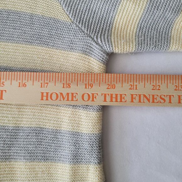 J. Jill Womens Knit Sweater Size Large Gray Light Yellow Stripes Tunic Length - Picture 9 of 10